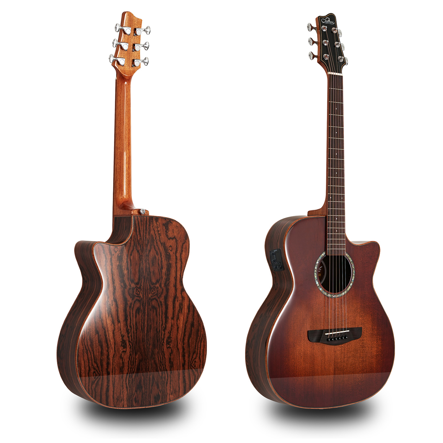 גיטרה אקוסטית מוגברת חומה