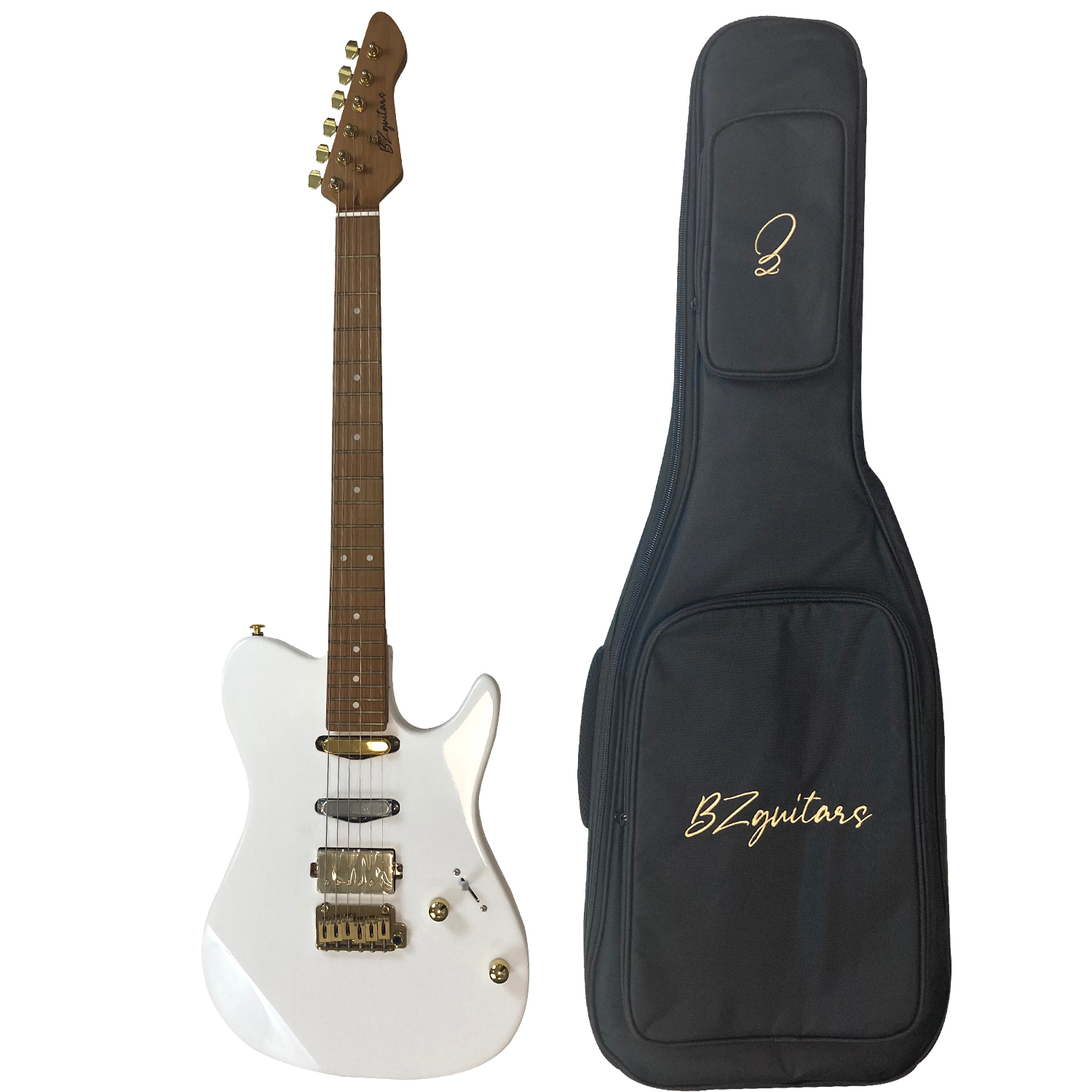 גיטרה חשמלית לבנה עם תיק