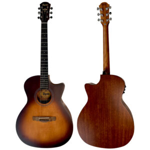 גיטרה אקוסטית מוגברת חומה