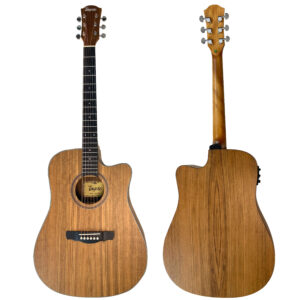 גיטרה אקוסטית מוגברת חומה